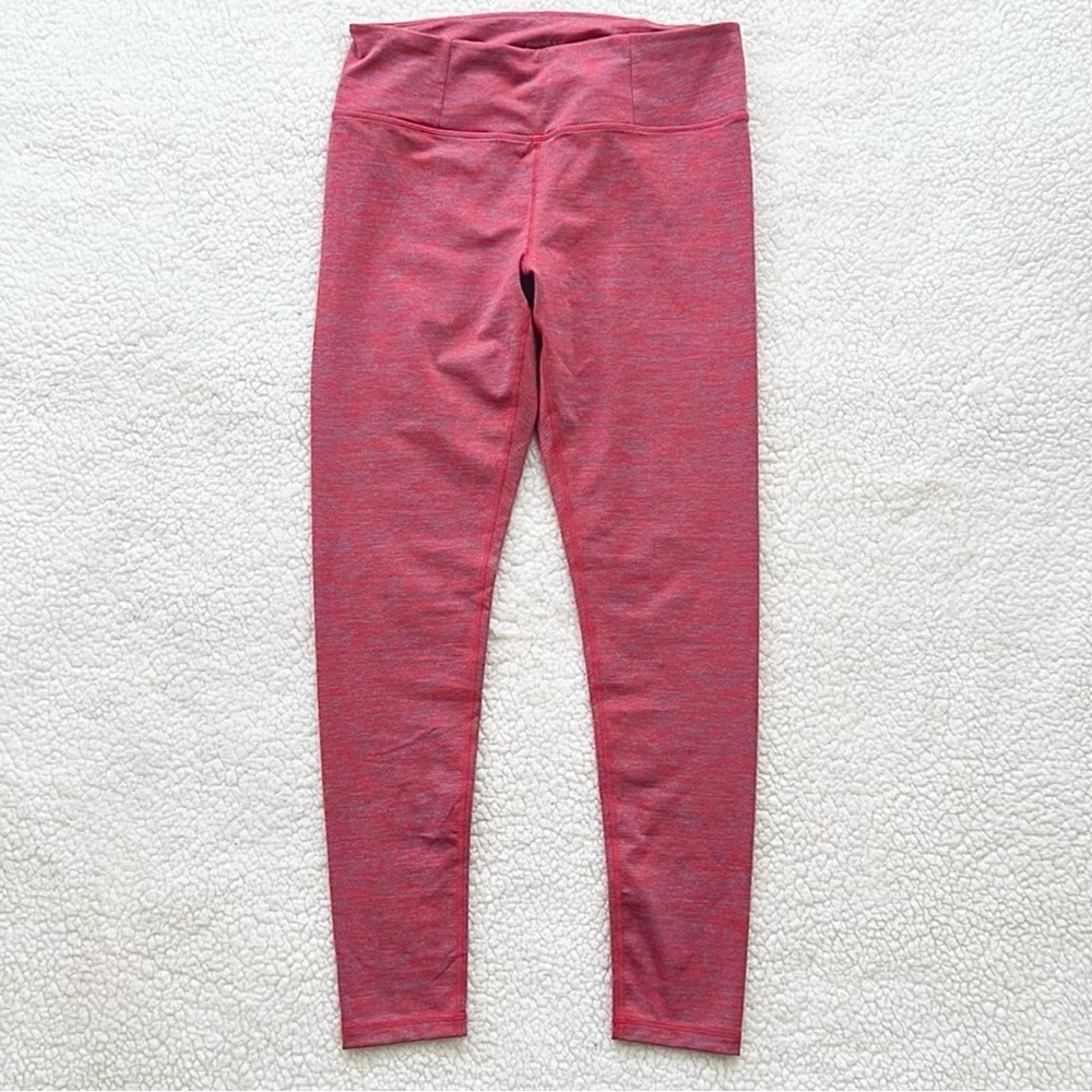 Manduka 7/8 Yoga Barre Pilates Leggings Heather Red and Blue-Gray Hidden Pocket